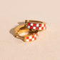 Checkered Chunky Huggie Hoop Earrings
