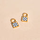 Checkered Chunky Huggie Hoop Charms