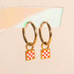 Checkered Chunky Huggie Hoop Charms