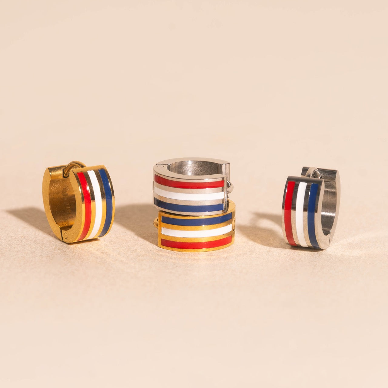 Liberty Stripes Super Chunky Huggie Hoop Earrings