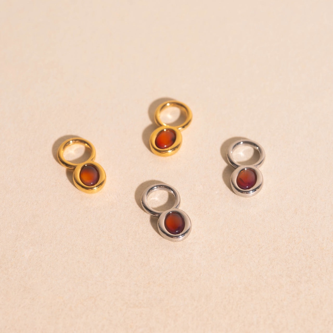 Stone Chunky Huggie Hoop Charms