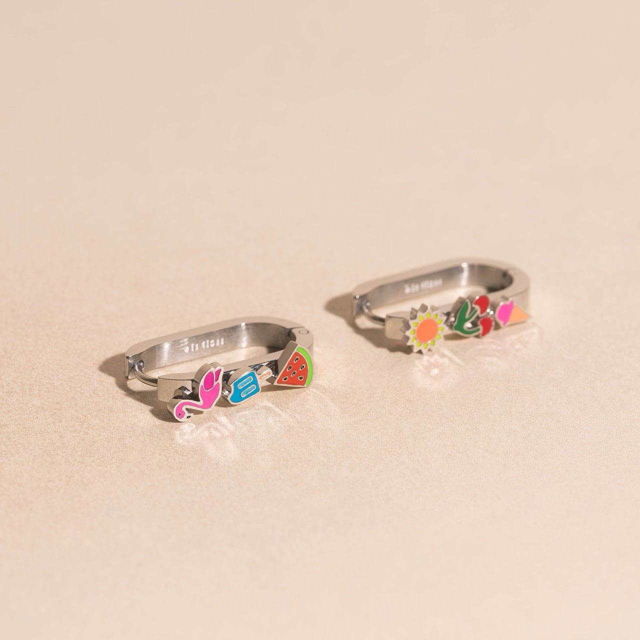 Summer Vibes Oblong 3D Huggie Hoop Earrings