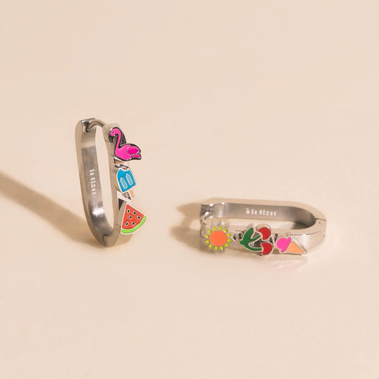 Summer Vibes Oblong 3D Huggie Hoop Earrings