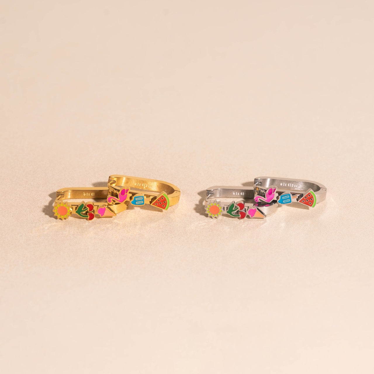 Summer Vibes Oblong 3D Huggie Hoop Earrings