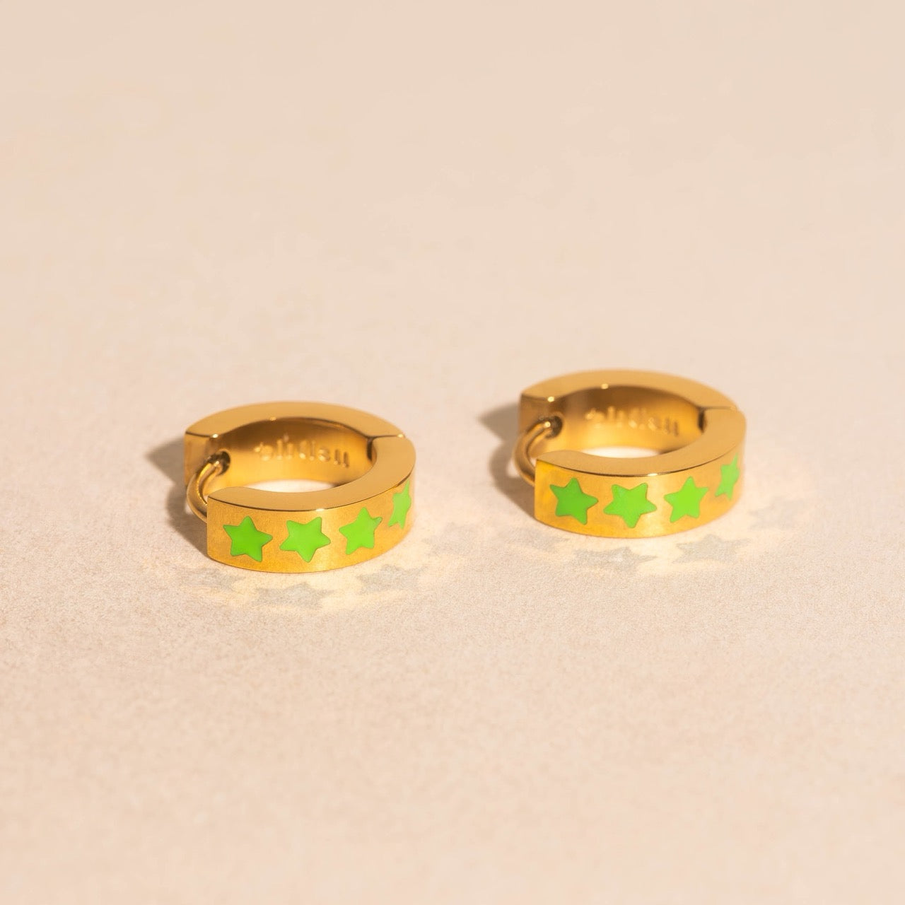 Neon Star Chunky Huggie Hoop Earrings
