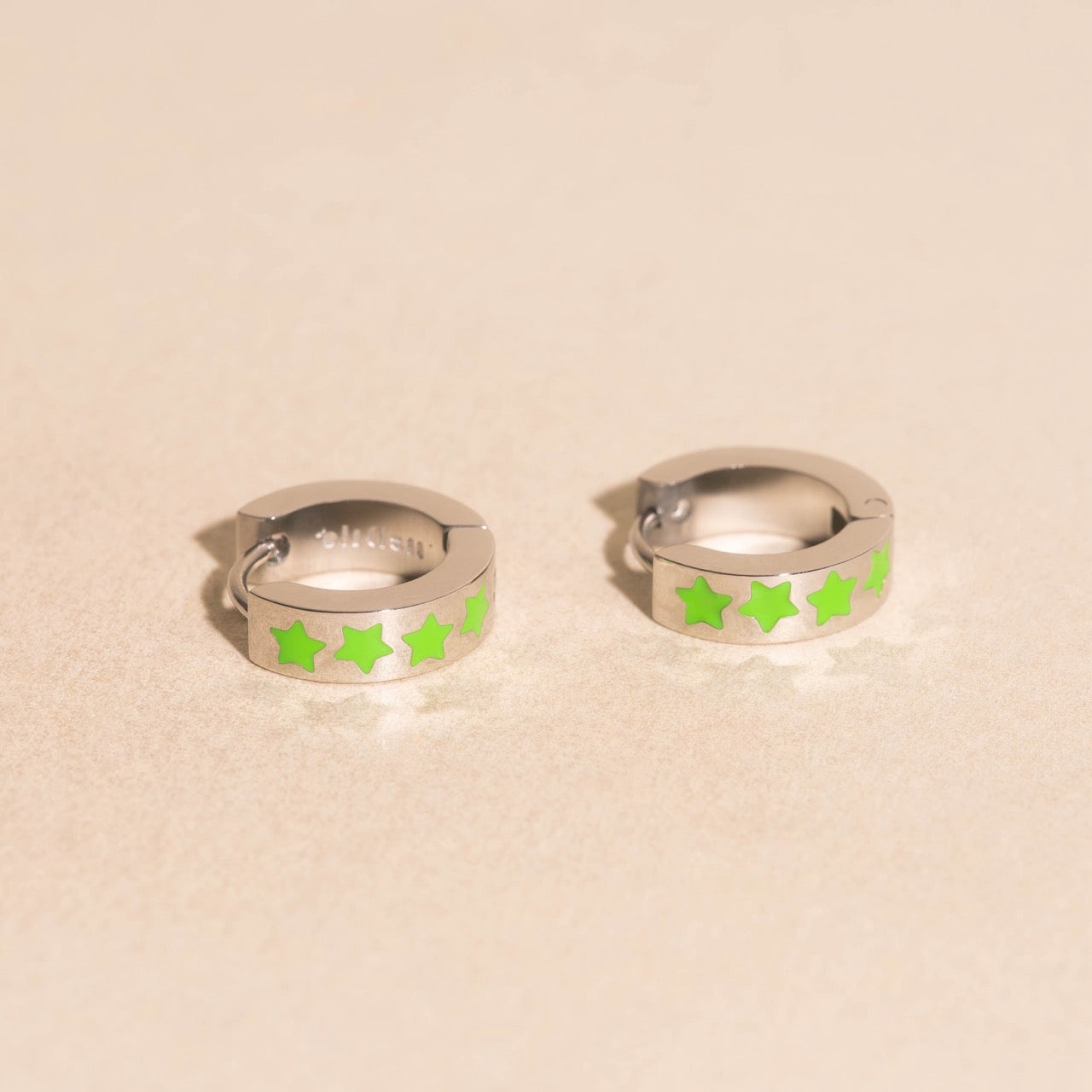 Neon Star Chunky Huggie Hoop Earrings