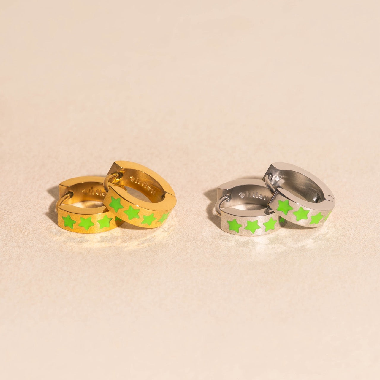 Neon Star Chunky Huggie Hoop Earrings