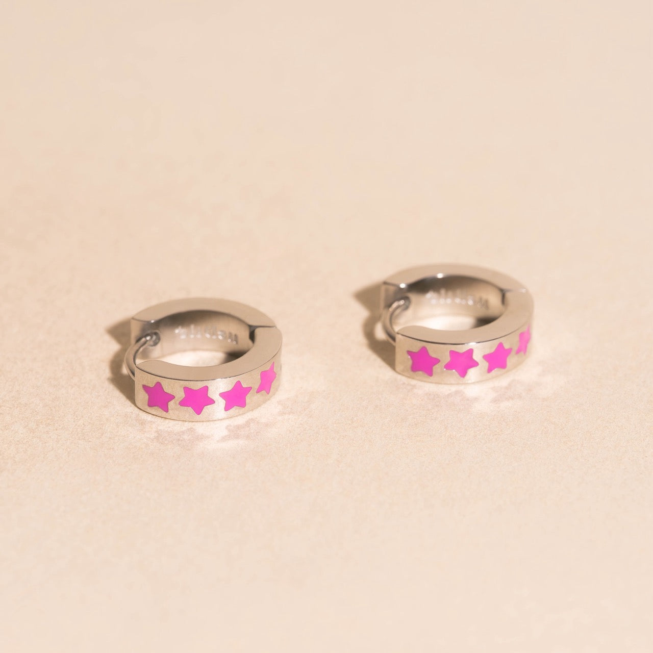 Neon Star Chunky Huggie Hoop Earrings