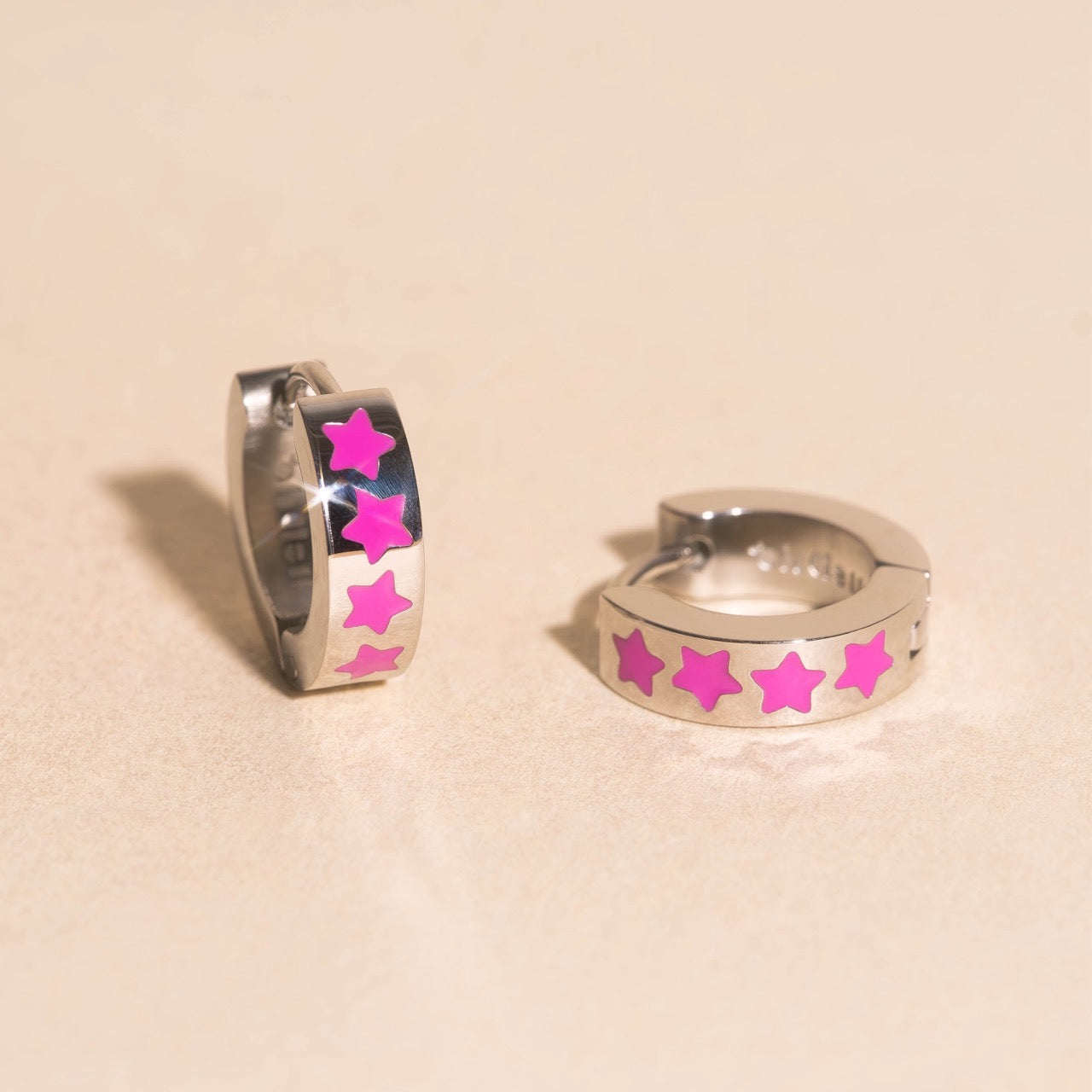 Neon Star Chunky Huggie Hoop Earrings