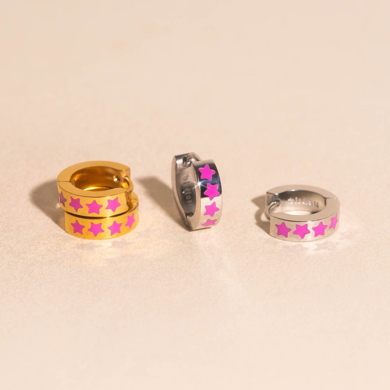 Neon Star Chunky Huggie Hoop Earrings