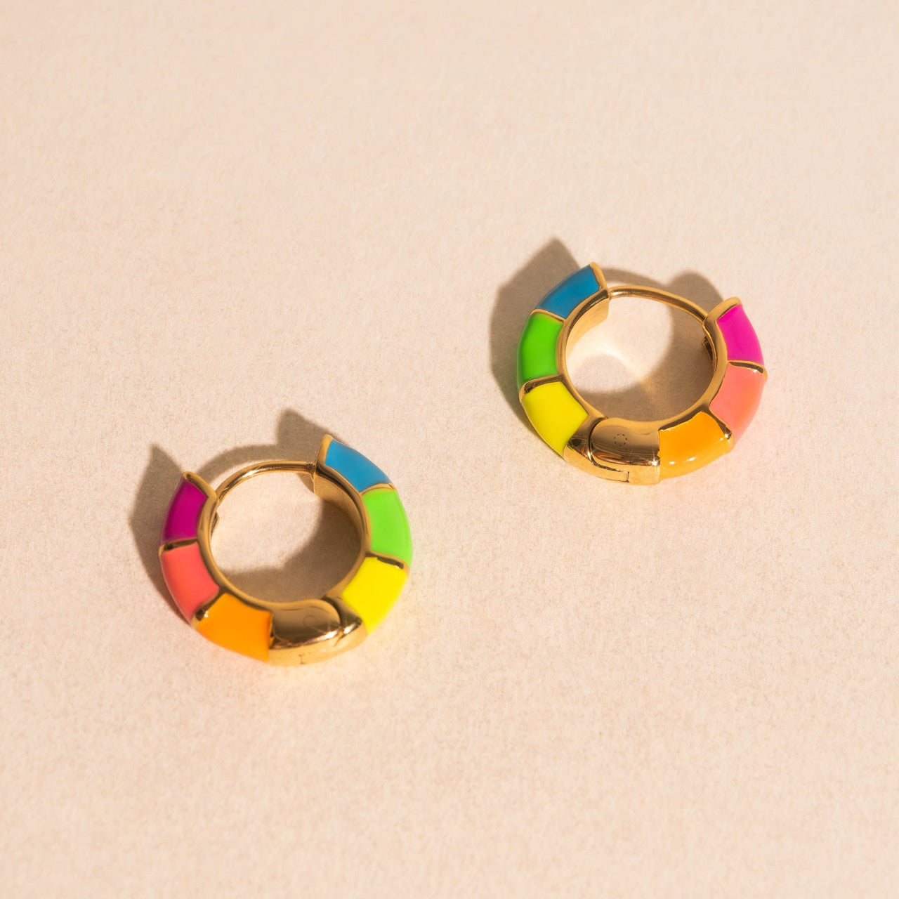 Color Block Chunky Rounded Huggie Hoop Earrings