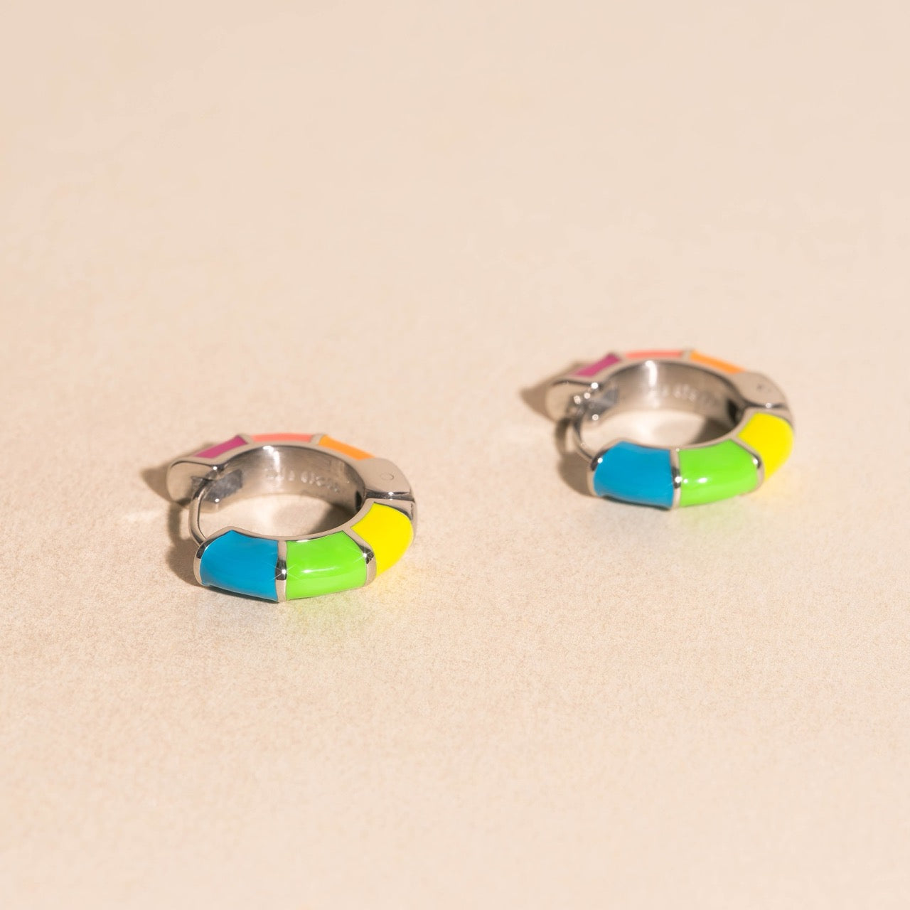 Color Block Chunky Rounded Huggie Hoop Earrings