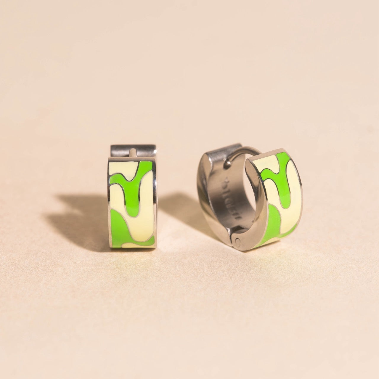 Neon Camo Super Chunky Huggie Hoop Earrings