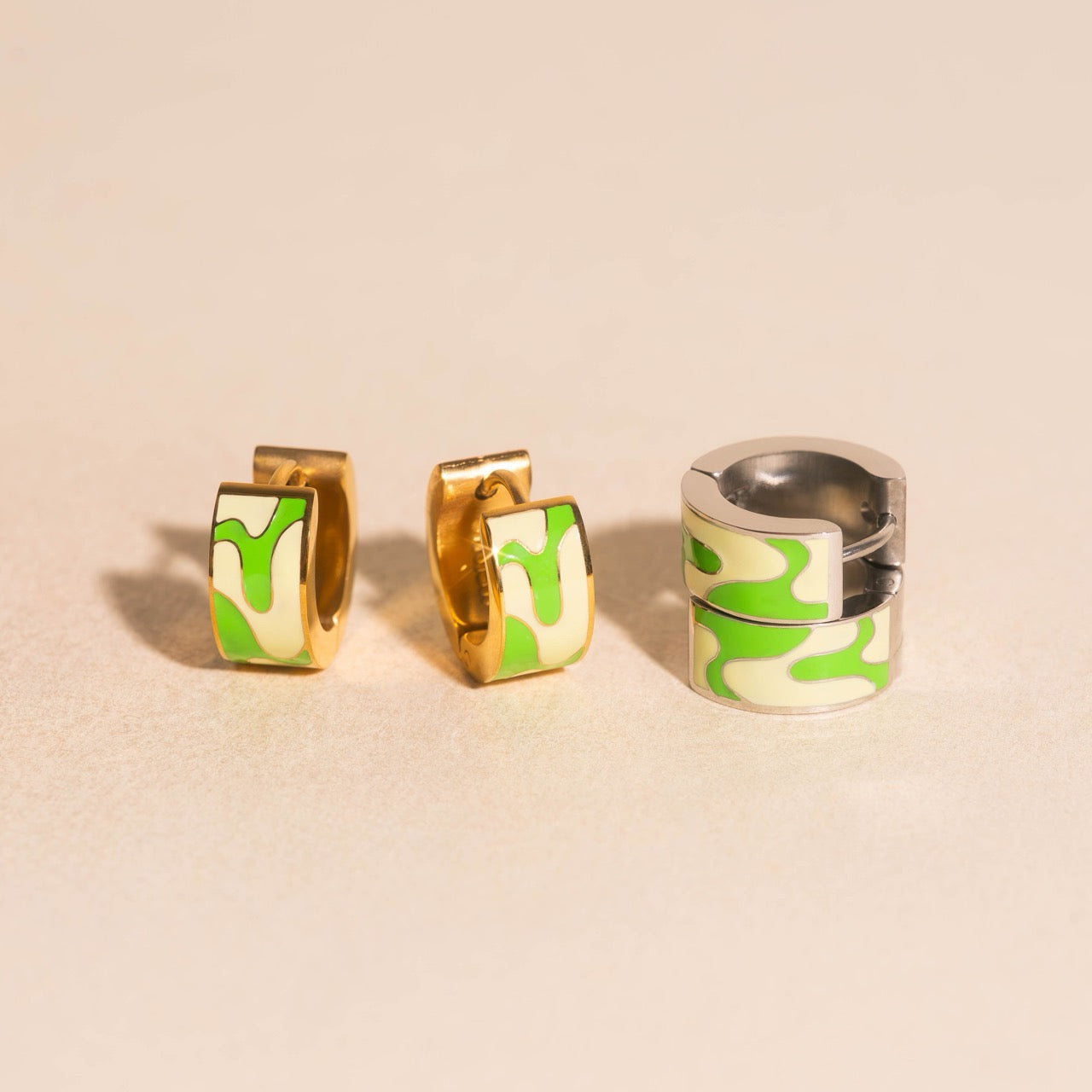 Neon Camo Super Chunky Huggie Hoop Earrings