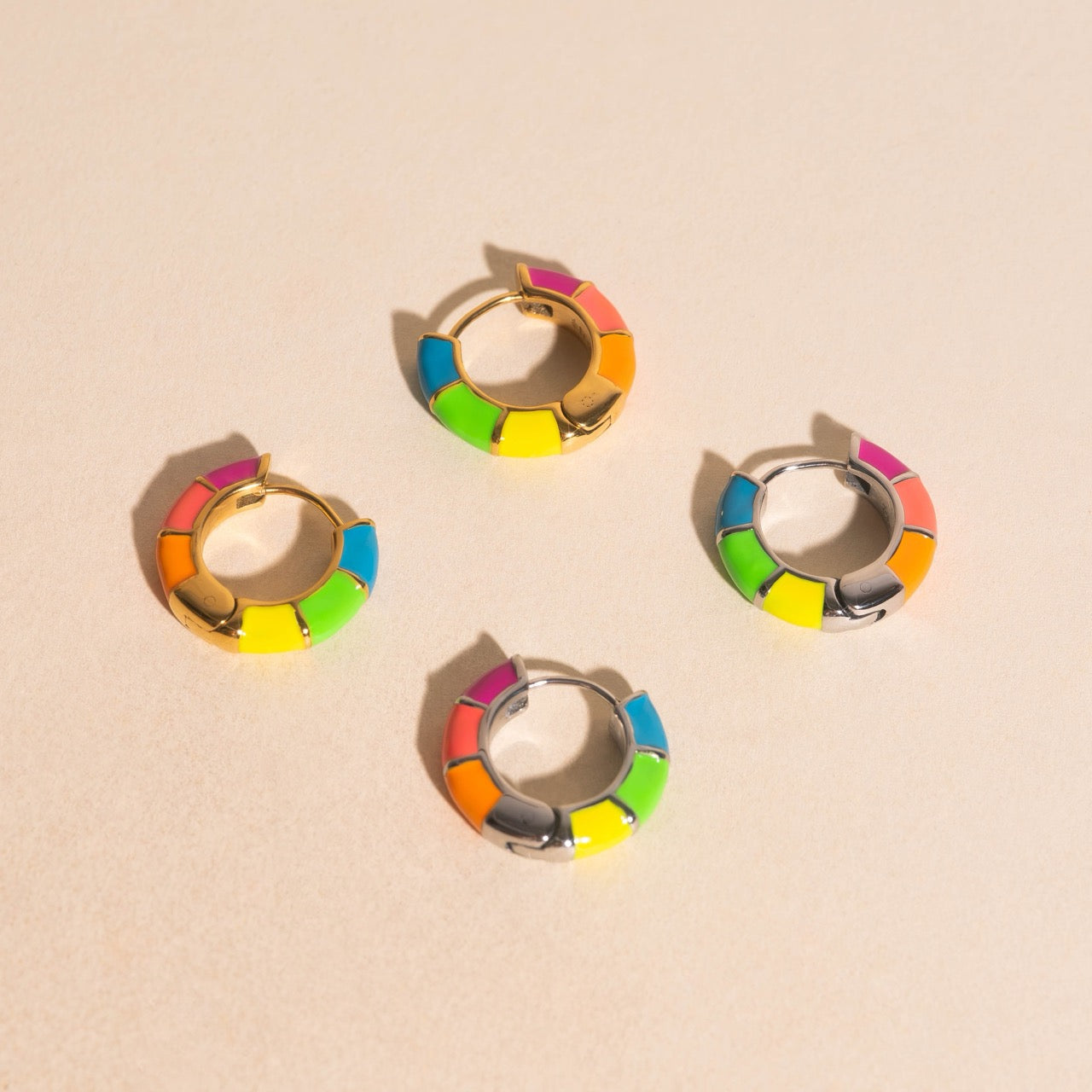 Color Block Chunky Rounded Huggie Hoop Earrings