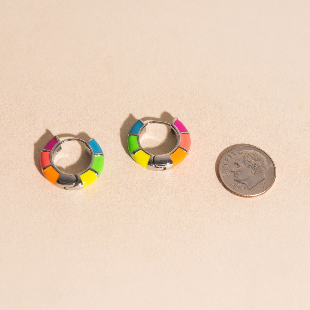 Color Block Chunky Rounded Huggie Hoop Earrings