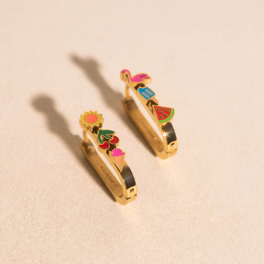 Summer Vibes Oblong 3D Huggie Hoop Earrings