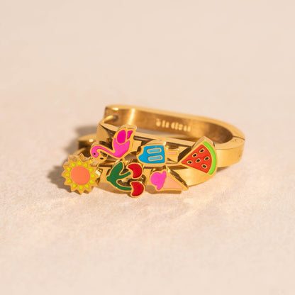 Summer Vibes Oblong 3D Huggie Hoop Earrings