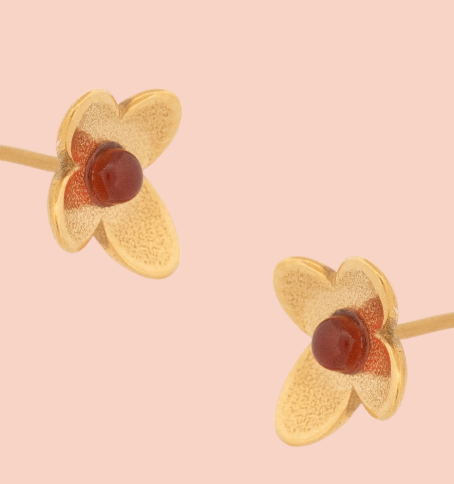 Gold and Amber Flower Earrings