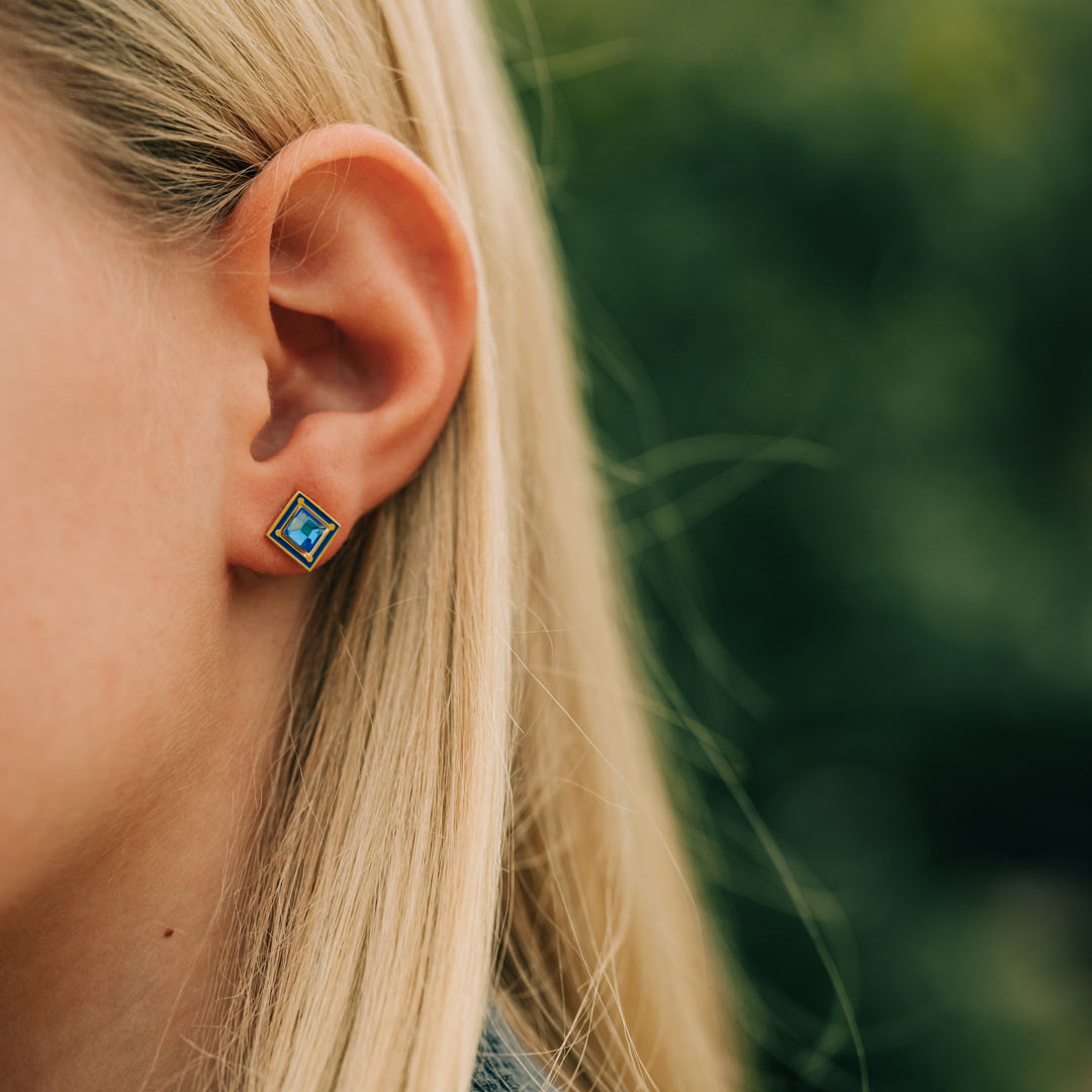 Blue gem deals earrings