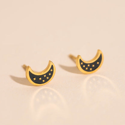 Black Moon Stud Earrings