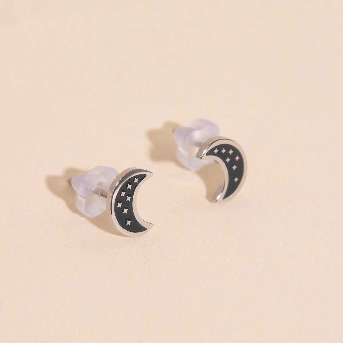 Black Moon Stud Earrings
