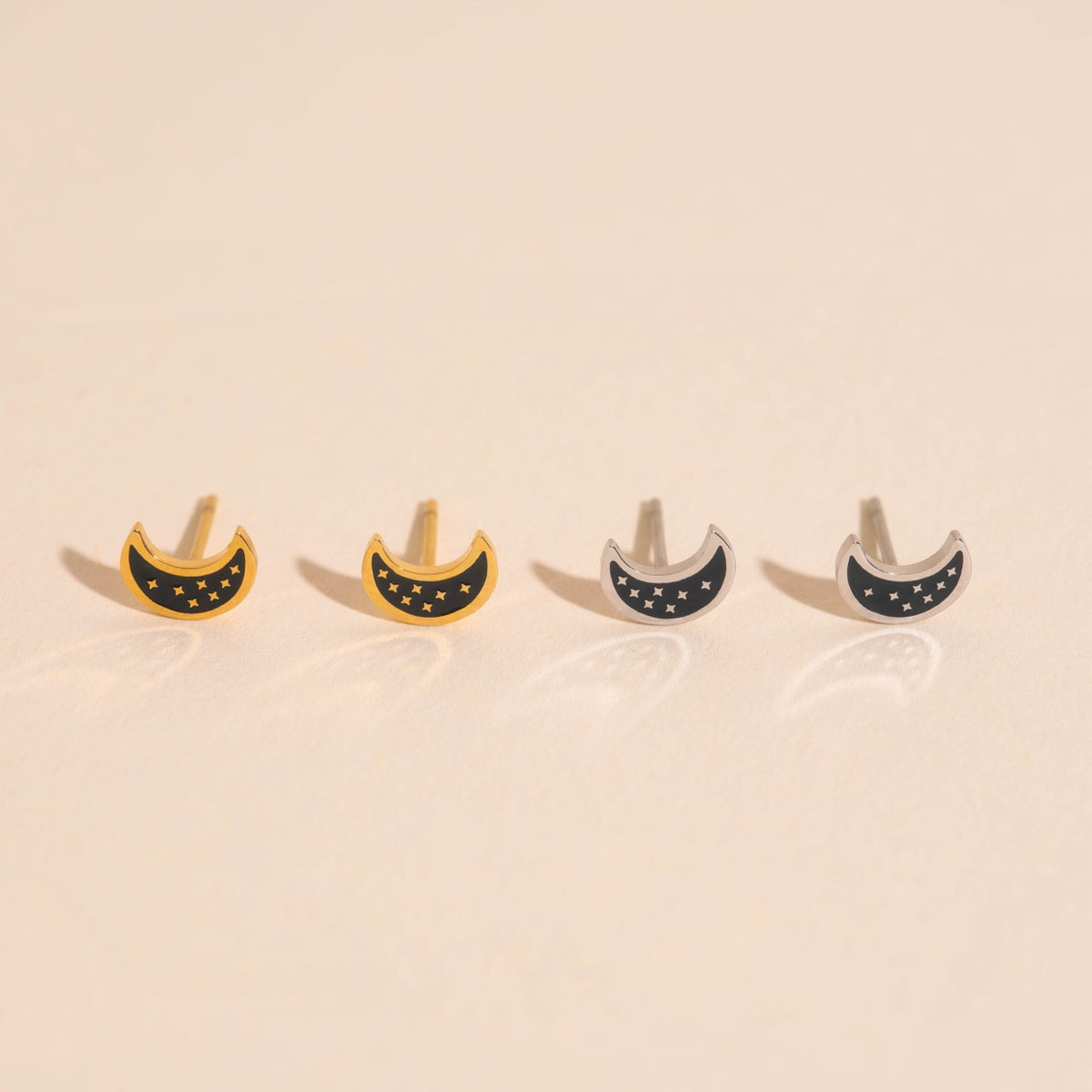 Black Moon Stud Earrings