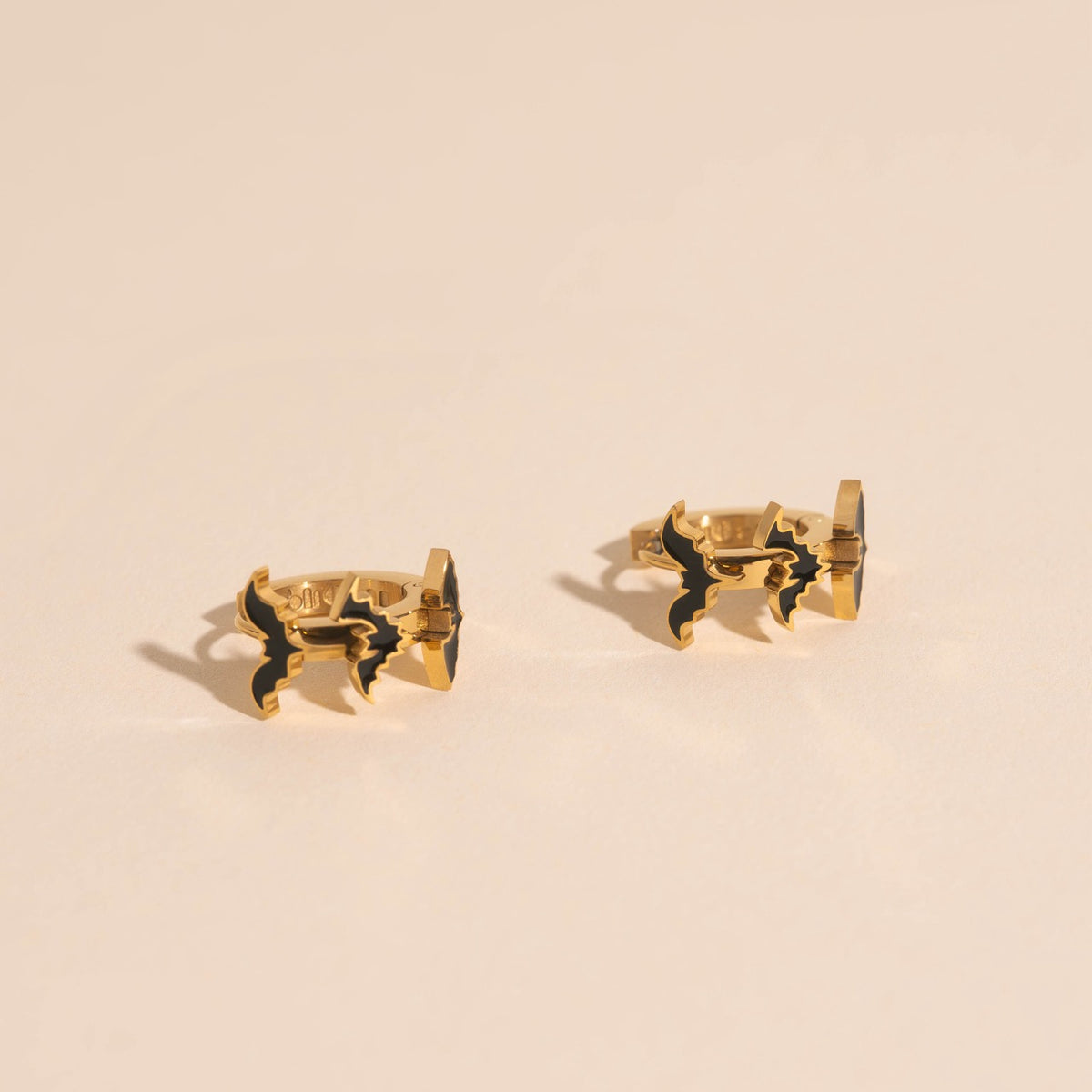 Black Bat 3D Huggie Hoop Earrings