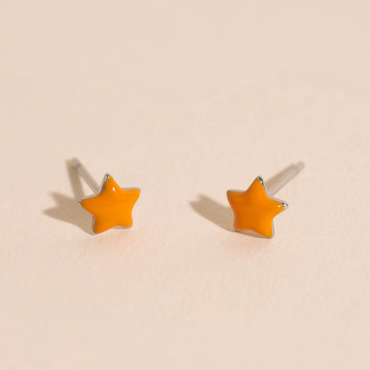 Orange Star Stud Earrings