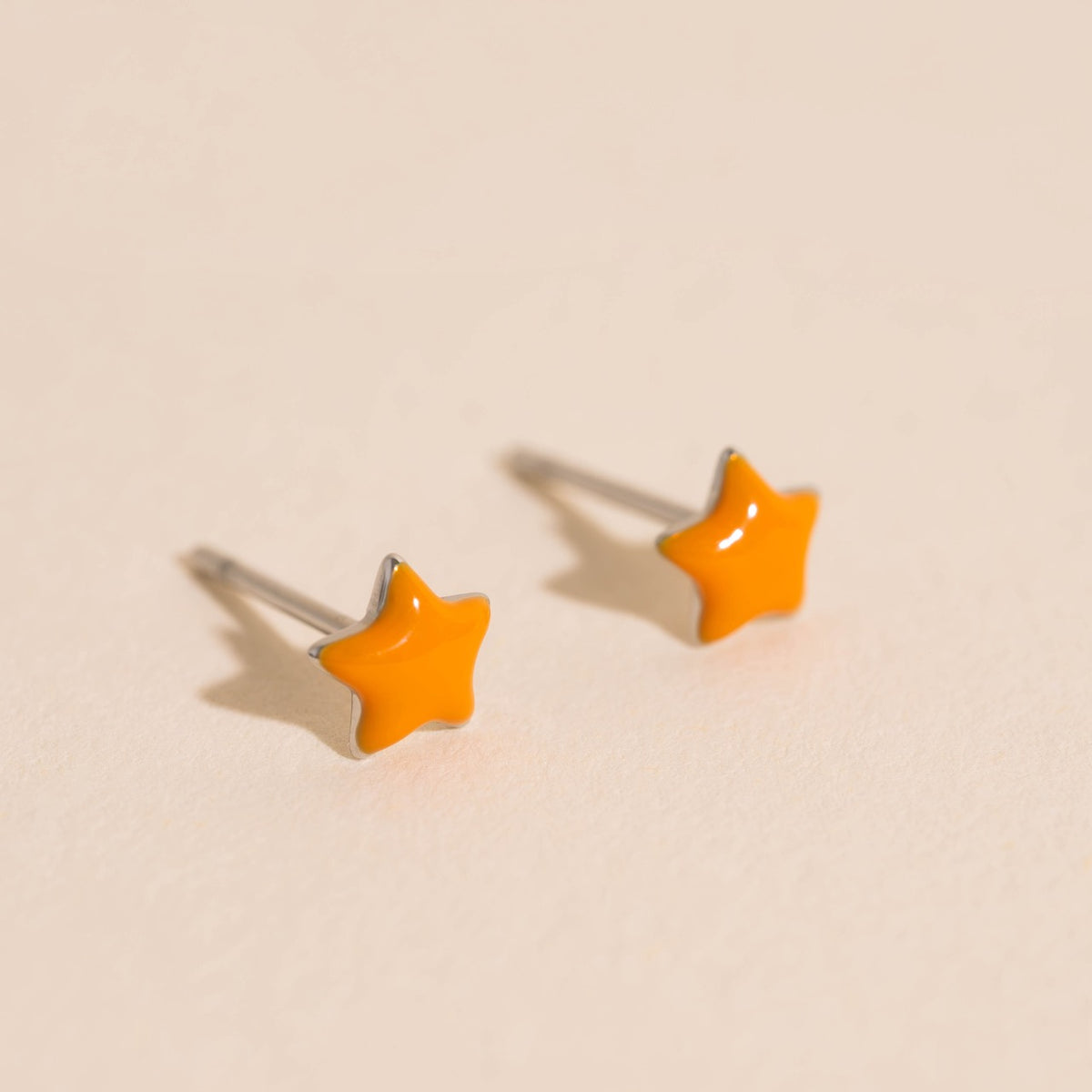 Orange Star Stud Earrings