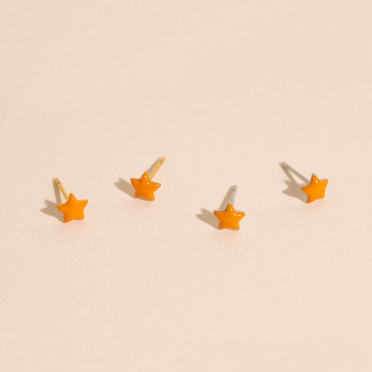 Orange Star Stud Earrings