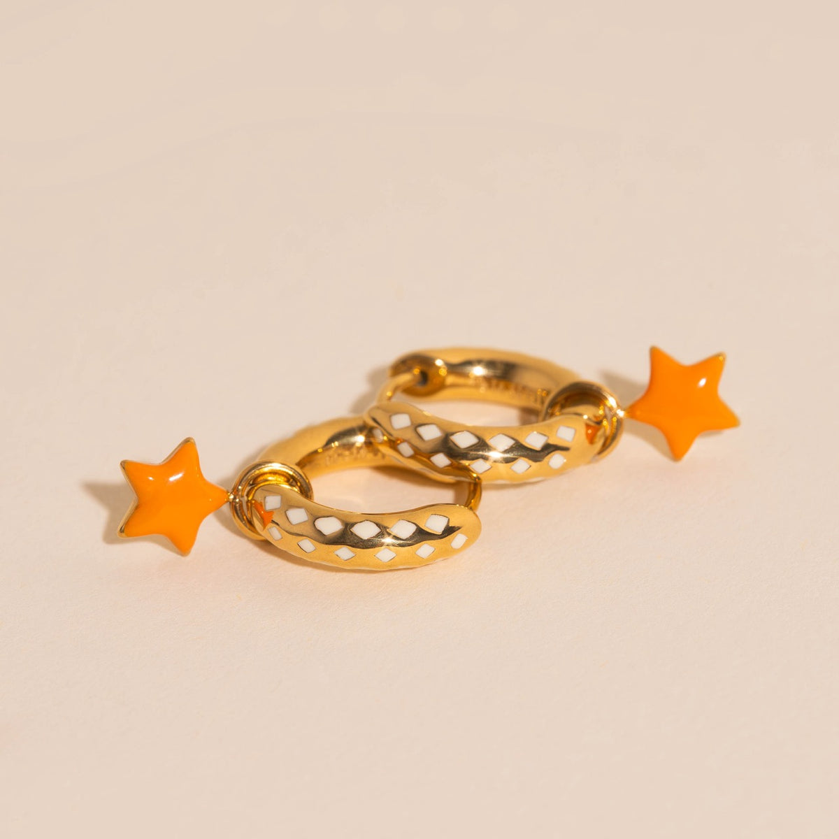 Orange Star Huggie Hoop Charms