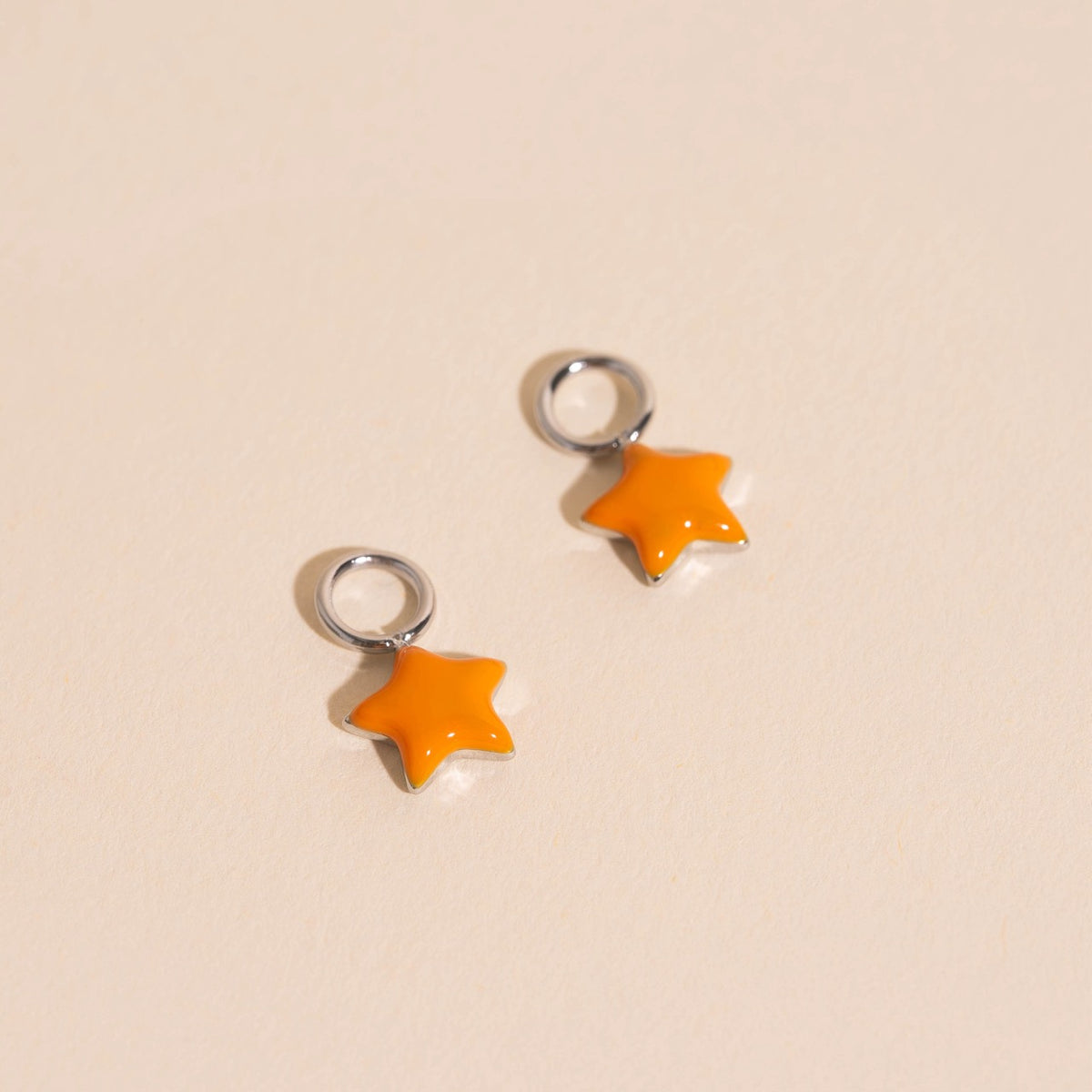 Orange Star Huggie Hoop Charms
