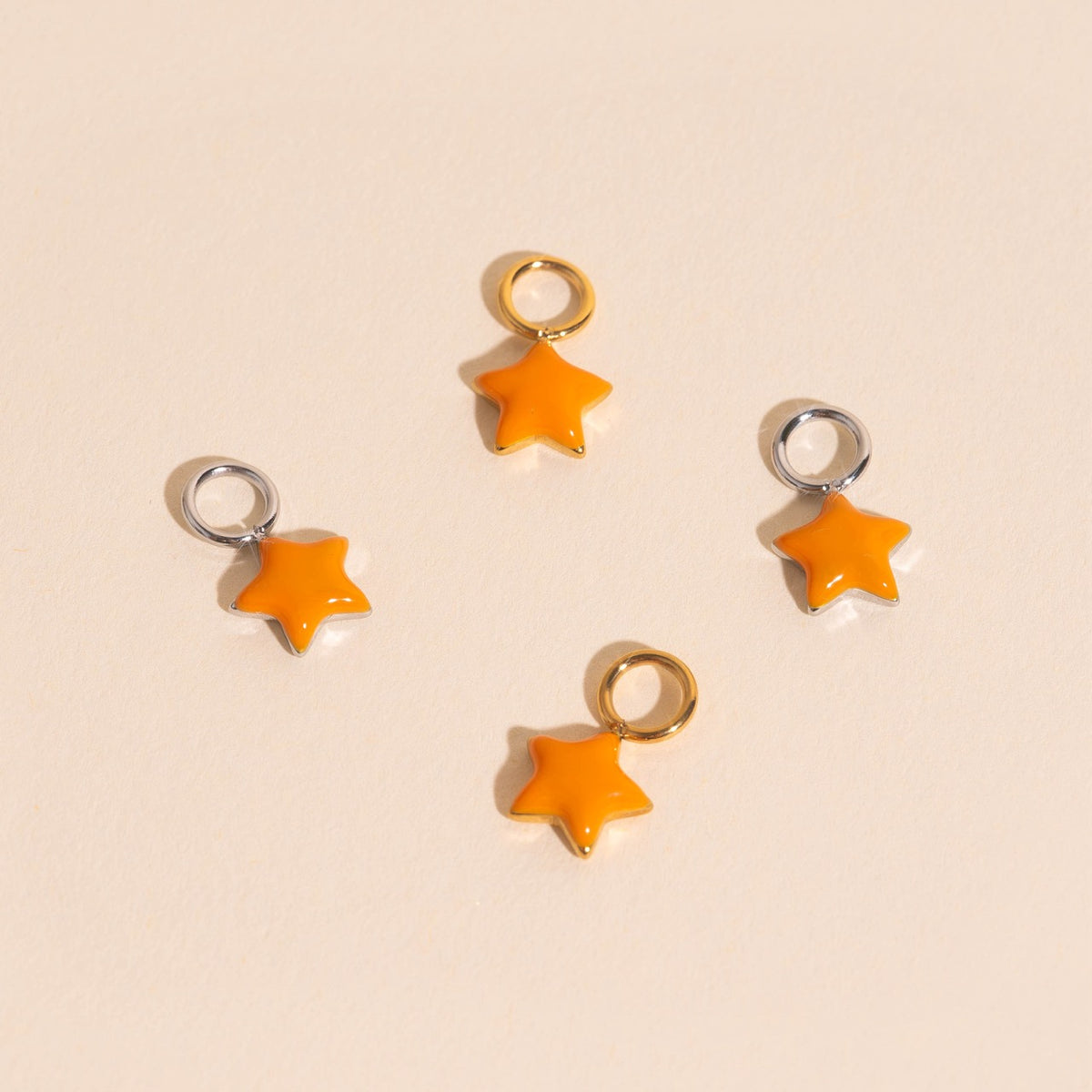 Orange Star Huggie Hoop Charms