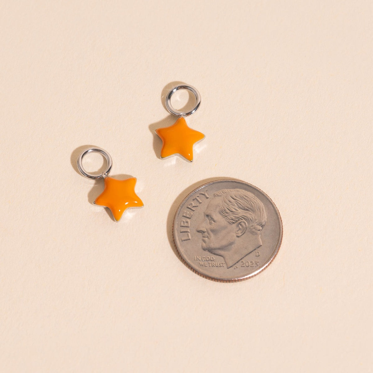 Orange Star Huggie Hoop Charms