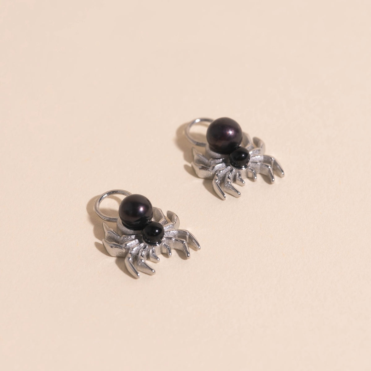 Spider Pearls Huggie Hoop Charms
