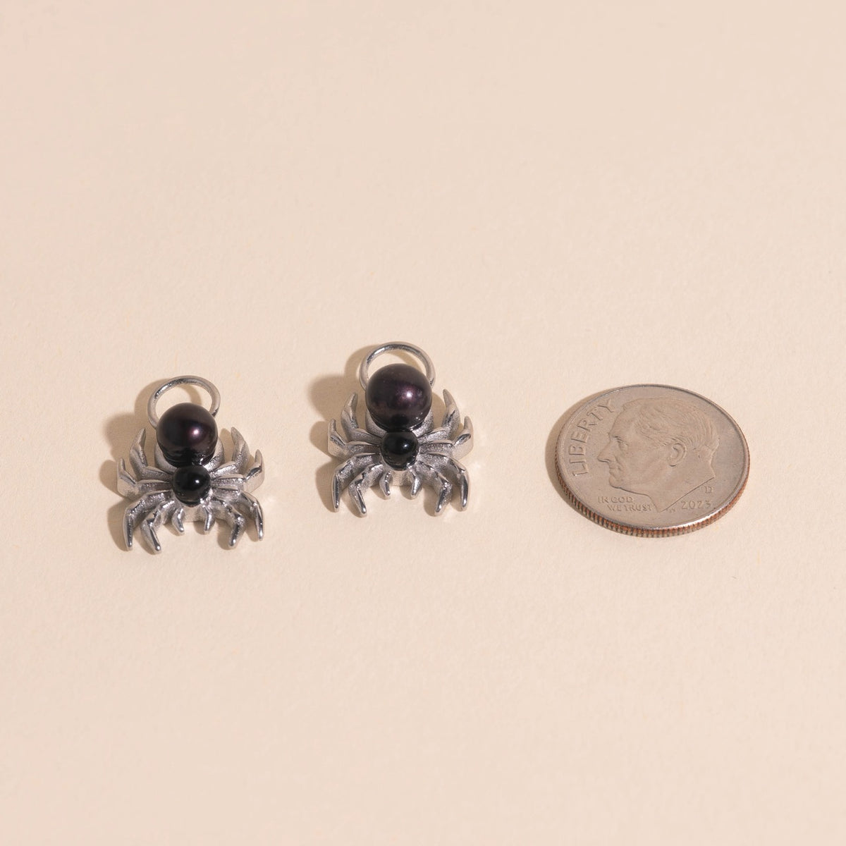 Spider Pearls Huggie Hoop Charms