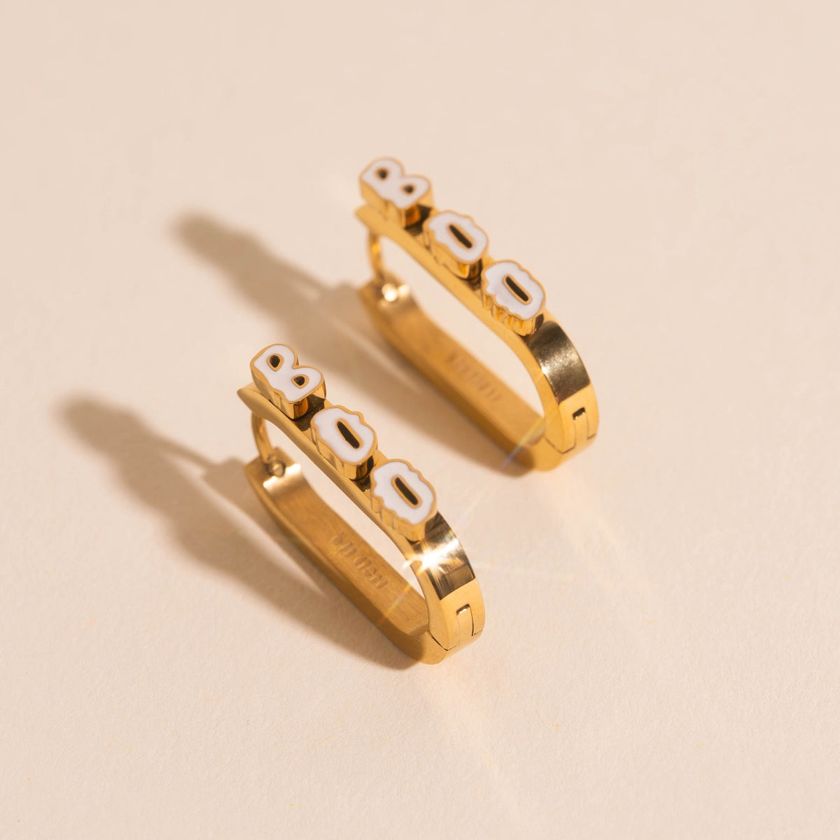 Boo Halloween 3D Huggie Hoop Earrings