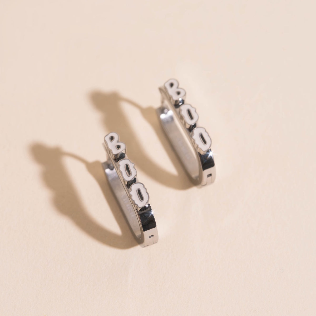 Boo Halloween 3D Huggie Hoop Earrings