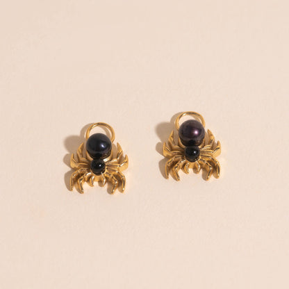 Spider Pearls Huggie Hoop Charms