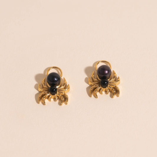 Spider Pearls Huggie Hoop Charms