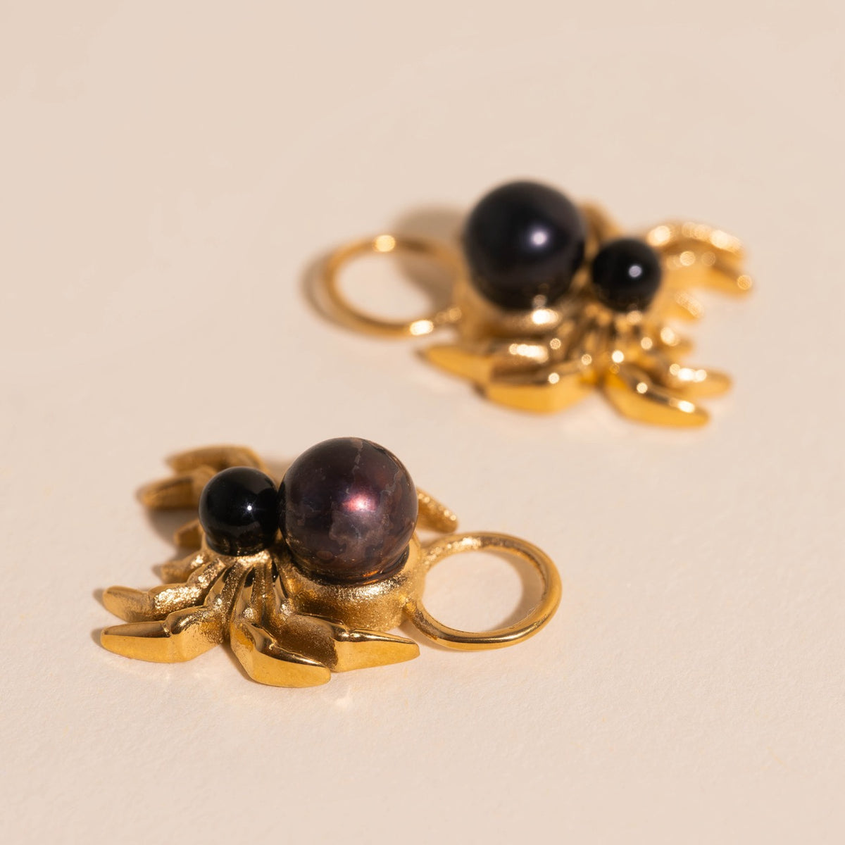 Spider Pearls Huggie Hoop Charms