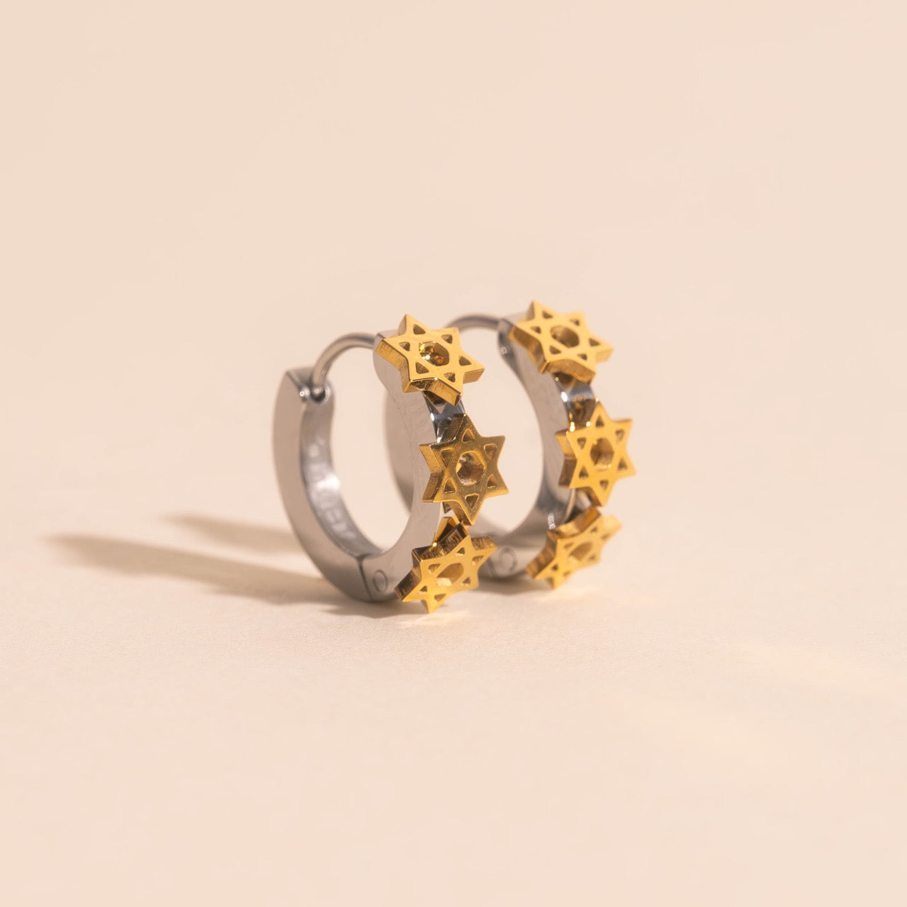 Star of David 3D Huggie Hoop Earrings