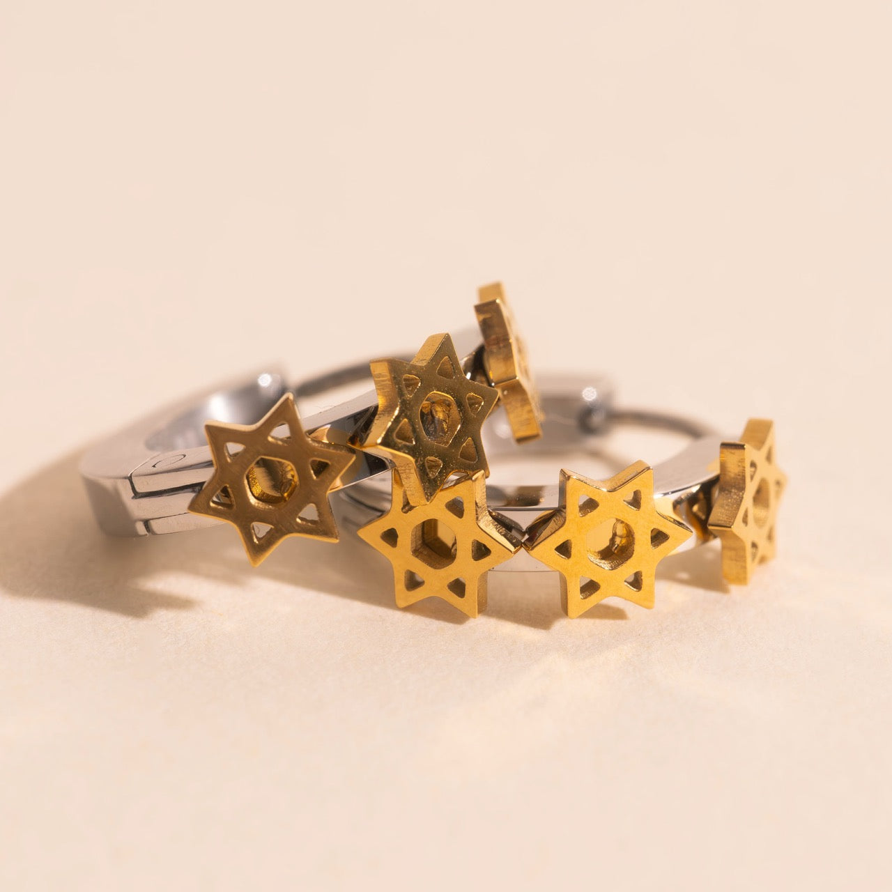 Star of David 3D Huggie Hoop Earrings