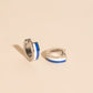Blue & White Striped Chunky Huggie Hoop Earrings