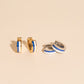 Blue & White Striped Chunky Huggie Hoop Earrings