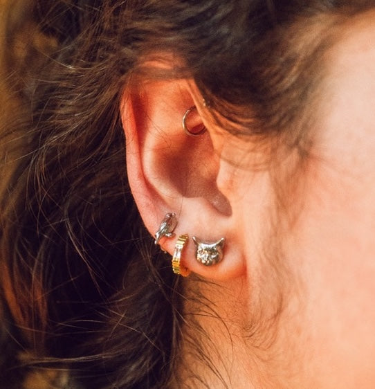 Crystal Textured Tiny Huggie Hoop Earrings