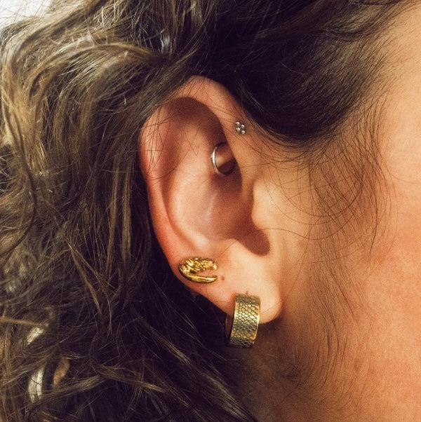 Snake Skin Super Chunky Huggie Hoop Earrings