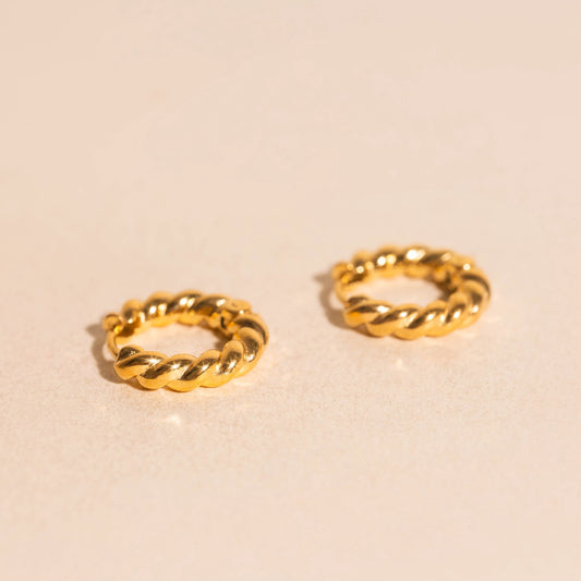 Rope Chunky Rounded Huggie Hoop Earrings