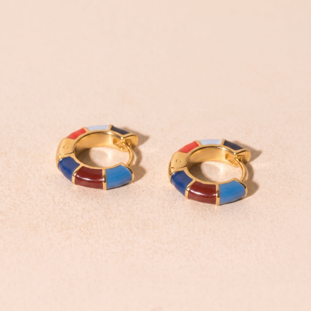 Color Block Chunky Rounded Huggie Hoop Earrings